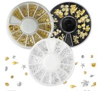 Auiremrti 3 cartoni 3D-Metallo-Charm per Unghie, Adesivi per Manicure con Stelle Marine e Conchiglie, 12 Stili di Decorazioni per Unghie, Decorazioni Fai-da-te per Scrapbook e Segnalibri