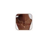 Auiremrti Collana Cuore per Donne, Placcata in Oro 14 carati, Multistrato, Piccola, Pendente Cuore Bombato, Collana Cuore Robustetta, Collana in Oro Semplice, Gioielli per Donne