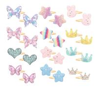 Auiremrti Fermagli Capelli Ragazze, 12 Paia Accessori Capelli Lucenti Bambini, Stili Diversi Con Stelle, Farfalle E Cuori, Ideali Per Ogni Occasione