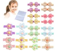 Auiremrti fiore arco elastici per capelli,24 pezzi accessori per capelli bambino,elastici treccia per i bambini,mini set elastico per capelli con fiori e fiocchi,elastici per capelli per le ragazze