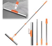 Auirshiky Scopa Spingiacqua con Manico Telescopico e Doppia Gomma, Tergipavimento in Gomma per Impieghi Gravosi, Tergipavimento Spingiacqua con Spazzola per Garage, Doccia, Bagno, Patio (Arancione)