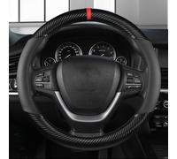 AUJAN Coprivolante Auto per Seat Hatchback Arosa/Ibiza/Leon/MII/Toledo, 38cm Universale Antiscivolo Traspirante Protezione per Volante Copri Sterzo Auto Interni Accessori,O-Black