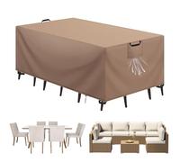 Aujink Copertura Tavolo Esterno Impermeabile, Panno 420D Oxford Impermeabile Copertura Per Mobili da Giardino Tavoli e Sedie da Cortile Raggi UV Resistente allo Strappo , Kaki, 242x162x100cm