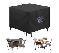Aujink Copertura Tavolo Esterno Impermeabile, Panno 420D Oxford Impermeabile Copertura Per Mobili da Giardino Tavoli e Sedie da Cortile Raggi UV Resistente allo Strappo , Nero, 90x90x90 cm