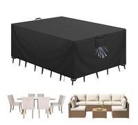 Aujink Copertura Tavolo Esterno Impermeabile, Panno 420D Oxford Impermeabile Copertura Per Mobili da Giardino Tavoli e Sedie da Cortile Raggi UV Resistente allo Strappo , Nero, 300x250x100cm