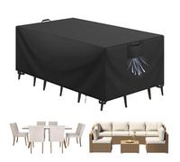 Aujink Copertura Tavolo Esterno Impermeabile, Panno 420D Oxford Impermeabile Copertura Per Mobili da Giardino Tavoli e Sedie da Cortile Raggi UV Resistente allo Strappo , Nero, 242x162x100cm