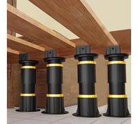 AUJLKJOUV 4 Pezzi Piedini Regolabili Letto Nero Gambe Centrali Rinforzate per Base Doghe Supporti di Sostituzione per Struttura Materasso di Sostegno Fai Da Te (nero,34.5-55CM)