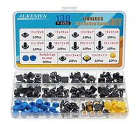 AUKENIEN 12 Valori 130 Pezzi Momentary Switch Micro Interruttore di Pulsante Tattile Kit 12MM x 12MM 4 pin Momentaneo Pulsanti con Push Button cappuccio