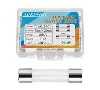 AUKENIEN 1A 1 Ampere 250V Fusibili Vetro Lento 5x20MM T1A Fusibile in Vetro di Ritardo del Tubo