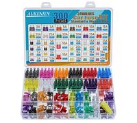 AUKENIEN 33 Valori 300pz Kit Fusibili Auto Mini Medio Micro Fusibile Moto Assortiti 2A 3A 5A 7.5A 10A 15A 20A 25A 30A 35A 40A Standard Basso Profilo Car Piatti Lamellari Fuses e Estrattore Fusibile