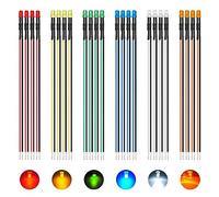 AUKENIEN 60 Pezzi 3MM 12V LED Diodi Kit Precablata ad Emissione 6 Colori DC 12 Volt Luminosa Diodo LED Luminosità a Diffusione Bianco Rosso Giallo Verde Blu Arancione Rotonda con Resistenza e Filo