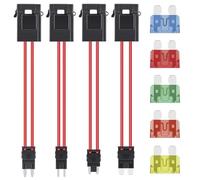 AUKENIEN ACC Portafusibili 4Valori Mini Micro Micro2 Standard Portafusibile Lama Auto Fusibiliera Connettori 16AWG Doppia Linea Porta Fusibili con Rubacorrente Fusibile 10A 15A 20A 30A 40A