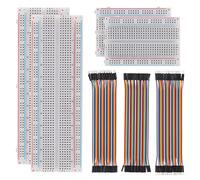AUKENIEN Breadboard Dupont Wire Kit 4 Pezzi 400 e 830 Bread board Senza Saldatura e 40 Pin Femmina a Femmina Maschio a Femmina Maschio a Maschio Cavetti Jumper Filo per Arduino Raspberry Pi