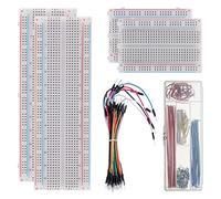 AUKENIEN Breadboard Kit Jumper Wire Cable 4 Pezzi 400 e 830 Bread Boards Senza Saldatura e 65pz M/M Cavo Flessibile per Tagliere Jumper Wires e 140pz 2 a 125 MM Cavi Ponticelli Forma U per Arduino