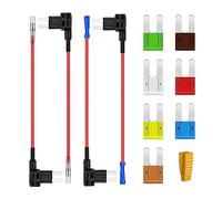 AUKENIEN Micro2 Rubacorrente Portafusibili 12V Add A Circuito Tap Adattatore Fusibili Auto Kit Portafusibile a Lama con 5A 7.5A 10A 15A 20A 25A 30A Lama Fusibile
