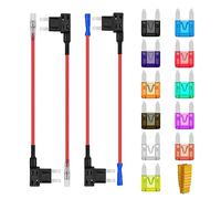 AUKENIEN Mini Rubacorrente Portafusibili 12V Add A Circuito Tap Adattatore Fusibili Auto Kit Portafusibile a Lama con 2A 3A 5A 7,5A 10A 15A 20A 25A 30A 35A 40A Lama Fusibile