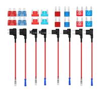 AUKENIEN Rubacorrente Fusibile 12V 4 Valori Portafusibili a Lama ADD A Circuit Fusibili Tap Adattatore Piggy Back Kit con Standard Mini Micro Micro2 Fusibili Auto 10A 15A e Estrattore di Fusibili