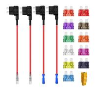 AUKENIEN Standard Rubacorrente Portafusibili 12V Add A Circuito Tap Adattatore Fusibili Auto Kit Portafusibile a Lama con Medio 2A 3A 5A 7,5A 10A 15A 20A 25A 30A 35A 40A Lama Fusibile