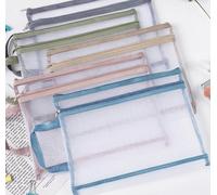 auki - Set di 5 buste portaoggetti per giocattoli, con cerniera a doppio strato, in plastica, multicolore per riporre Lego, Playmobil, puzzle, forniture per la scuola e l'ufficio
