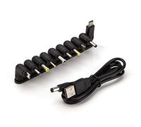 Aukru Universel Convertisseur Câble USB 5.5 * 2.1mm Connecteur avec 10 Jack Connecteurs (5.5x2.5, 4.8x1.7, 4.0x1.7, 4.0x1.35, 3.5x1.35, 3.0x1.1, 2.5x0.7, Micro USB, Type-C, Mini USB)