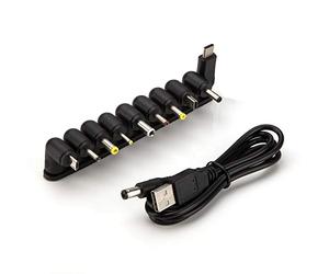 Aukru Universel Convertisseur Câble USB 5.5 * 2.1mm Connecteur avec 10 Jack Connecteurs (5.5x2.5, 4.8x1.7, 4.0x1.7, 4.0x1.35, 3.5x1.35, 3.0x1.1, 2.5x0.7, Micro USB, Type-C, Mini USB)