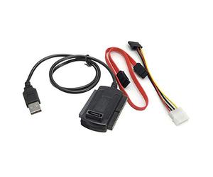 Aukson B45 - Cavo adattatore USB 2.0 3 in 1 a IDE/SATA per dischi rigidi da 2,5" e 3,5", con presa SATA a 15 pin e cavo Molex a 4 poli (alimentatore non incluso)
