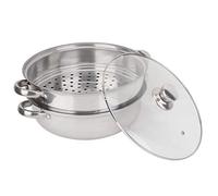 Aukson Vaporiera a 2 Strati, 27 cm / 11 Pollici Pentola per pentole in Acciaio Inossidabile Pentola a Doppia Caldaia per zuppa per fornelli in Vetro e fornelli a induzione