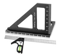 Auktransceler Squadra Combinata Professionale 300mm Acciaio Inox con Livella a Bolla+Squadra Triangolo Lega Alluminio-Set di Precisione per Misurazioni e Marcatura in Falegnameria,Officina e Cantieri.