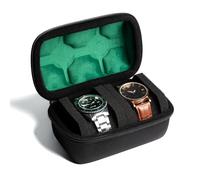 AUKURA Custodia da viaggio per orologi con 2 scomparti, scatola rigida da viaggio per orologi da uomo