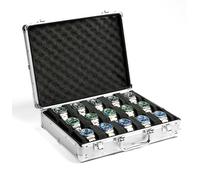 AUKURA, Custodia organizer per orologi con 5 scomparti, in alluminio, colore argento, scatola rigida da viaggio, custodia imbottita per esporre e organizzare gli orologi