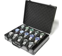 AUKURA, Custodia organizer per orologi con 5 scomparti, in alluminio, scatola rigida da viaggio, custodia imbottita per esporre e organizzare gli orologi