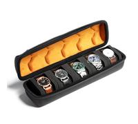 AUKURA Custodia rigida da viaggio arrotolabile, con 5 scomparti con cerniera, per uomini e donne, con cuscino anti-movimento (colore nero con fodera in microfibra)