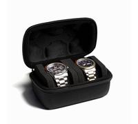 AUKURA Custodia rigida da viaggio per orologi a 2 scomparti, per uomini e donne, con cuscino anti-movimento (tessuto nero 2 slot)