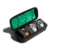 AUKURA Custodia rigida da viaggio per orologi, con 3 scomparti, per uomini e donne, con cuscino anti-movimento (3 slot nero con fodera verde)