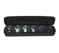 AUKURA Custodia rigida portatile da viaggio, organizer da viaggio per orologi da uomo (nero, 6 slot)