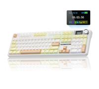 AULA F108 PRO - Tastiera meccanica wireless con schermo e manopola, tastiera da gioco sostituibile a caldo con batteria da 8000 mAh, interruttori pre-lubrificati, retroilluminazione RGB, tasti in PBT