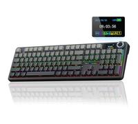 AULA F108 PRO - Tastiera meccanica wireless con schermo e manopola, tastiera full size con batteria da 8000 mAh, interruttori pre-lubrificati, tasti PBT stampati laterali, tastiere da gioco