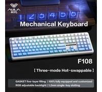 AULA F108 Wired Bluetooth 2.4Gwireless connessione a tre modalità struttura guarnizione tastiera meccanica effetto di illuminazione RGB