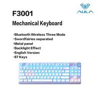 AULA F3001 Tastiera meccanica Bluetooth Wireless Tre modalità Pannello metallico Stampaggio ad iniezione Effetto retroilluminazione fredda 87 tasti