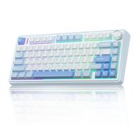 AULA F75 75% tastiera meccanica senza fili, tastiera cremosa sostituibile a caldo, interruttori in legno grigio prelubrificati tastiere da gioco RGB retroilluminate, 2.4GHz/Type-C/BT5.0 (blu