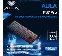 AULA F87 PRO Tastiera da gioco sostituibile a caldo con tri modalità Bluetooth wireless cablata con retroilluminazione RGB e manopola del volume
