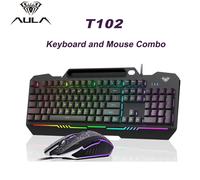 AULA Nuovo T102 104 tasti tastiera e mouse da gioco combinato con pannello interamente in metallo retroilluminato RGB tastiera cablata USB per MAC Xbox PC Gamer
