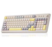 AULA Tastiera da gioco S99, tastiere ergonomiche per computer, tastiera cremosa wireless a grandezza naturale carina retroilluminata manopola multimediale programmabile Tri-Mode Bluetooth/2,4 GHz