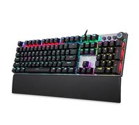 AULA Tastiera meccanica da gioco F2058, interruttori blu Clicky, retroilluminazione a LED arcobaleno, poggiapolsi rimovibile, tasti quadrati freddi, tastiera cablata di dimensioni standard per