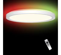 Aulaiyi Plafoniera LED dimmerabile, 40 cm, 30 W 3000 lm, RGB, con telecomando, 2700 K-6500 K. Questa plafoniera piatta è adatta per bagni, camerette, camere da letto e soggiorni. (Rotonda)