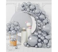 AULE Kit Arco Palloncini Argento: 100 Pezzi Argento Coriandoli Set Ghirlanda Palloncini Grigio in Lattice Con per Matrimonio Laurea Decorazioni