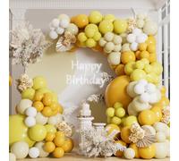 AULE Kit Arco Palloncini Gialli: 155 Pezzi Ghirlanda di Palloncino per Feste Giallo Senape e Giallo Macaron con Bianco Palloncini per Elio Decorazioni per Laurea Anniversario Matrimonio e Compleanno