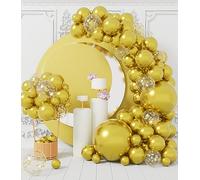 AULE Kit Arco Palloncini Oro: 100 Pezzi Dorati Coriandoli Set Ghirlanda Palloncini in Lattice Con Nastri per Anniversario Laurea Matrimonio Addio Al Celibato Compleanno Decorazioni