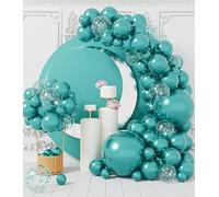 AULE Kit Arco Palloncini Verdi: 100 Pezzi Turchese Coriandoli Set Ghirlanda Palloncini Verde in Lattice Con per Compleanno Decorazione Giungla