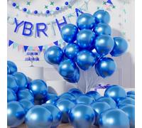 AULE Palloncini Blu Metallizzati: 50 Pezzi 30cm Palloncini Elio Blu per Feste Palloncini Azzurri Palloncino in Lattice Decorazioni per Gender Reveal Baby Shower Laurea Compleanno